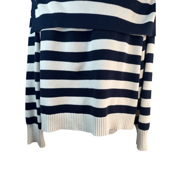 2/$30 ZARA Striped Small Knit Sweater Navy & Cream - Picture 10 of 13